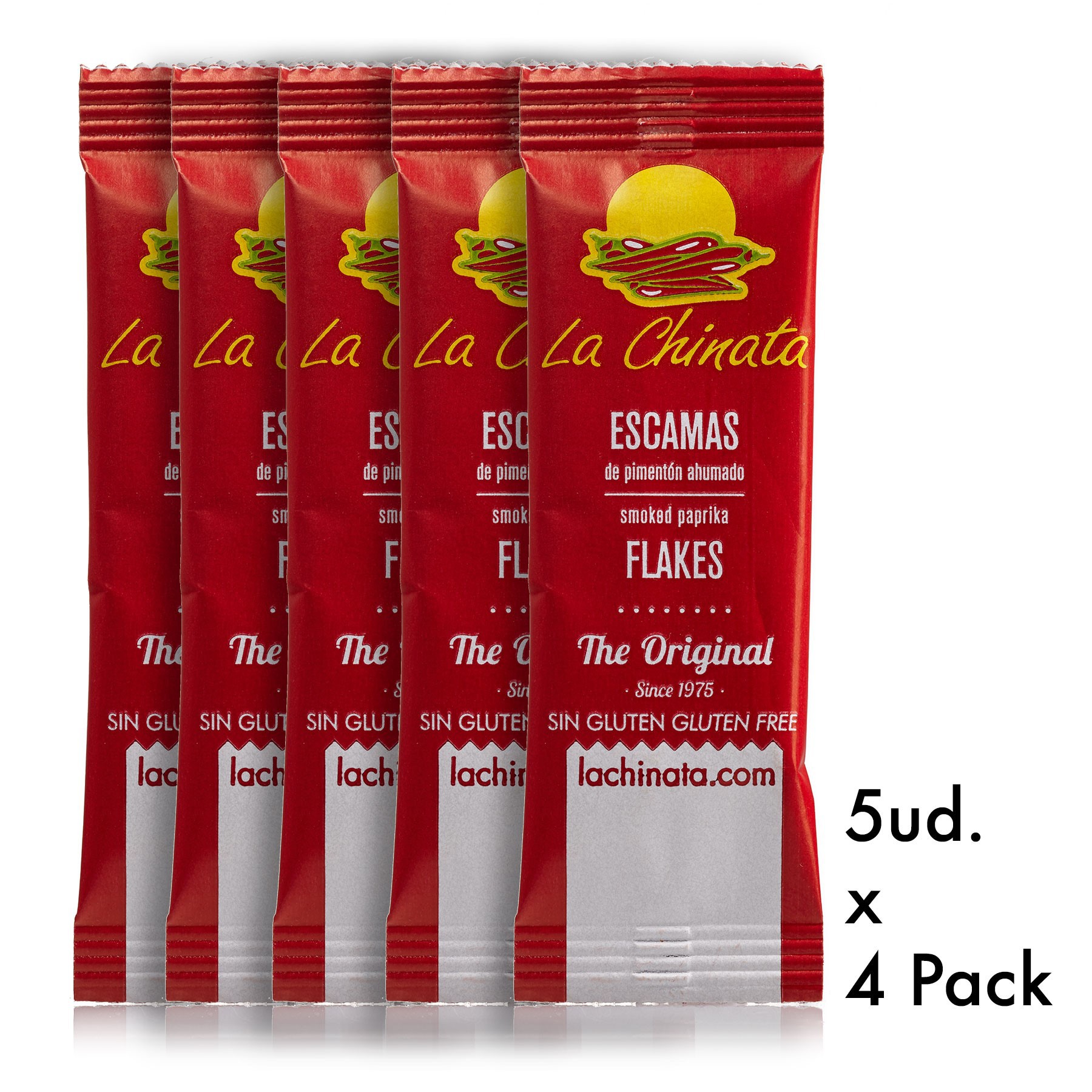 4 Packs de 5 monodosis 1g Escamas de Pimentón Ahumado "La Chinata" Dulce