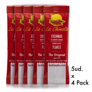 4 Packs of 5 monodosis of 1g of our Sweet Smoked Paprika Flakes "La Chinata"